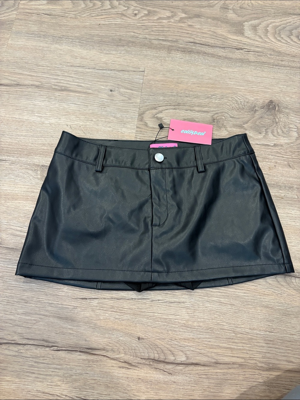 Edikted Black Faux Leather Mini Skort